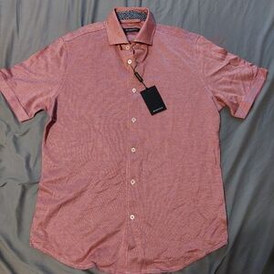 Bugatchi Men's Classic Red Checkered Button-Down Shirt